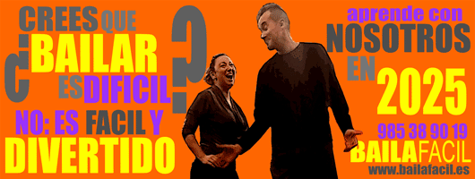 Cartel de la promocin de enero de los cursos BAILAFACIL 2024/2025. BAILAFACIL: lo mejor para bailar en Gijn. Copyright  www.bailafacil.es.