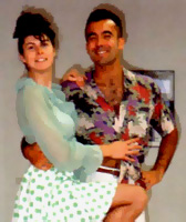 Marta y faux posando con el vestuario del solo de chachachá que bailaban en 1995