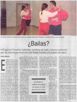 Contraportada de El Comercio del 16 de enero de 1997 con el artculo que dedic a mi esfuerzo por promover el baile de saln en Gijn. Haz clic para ampliar.